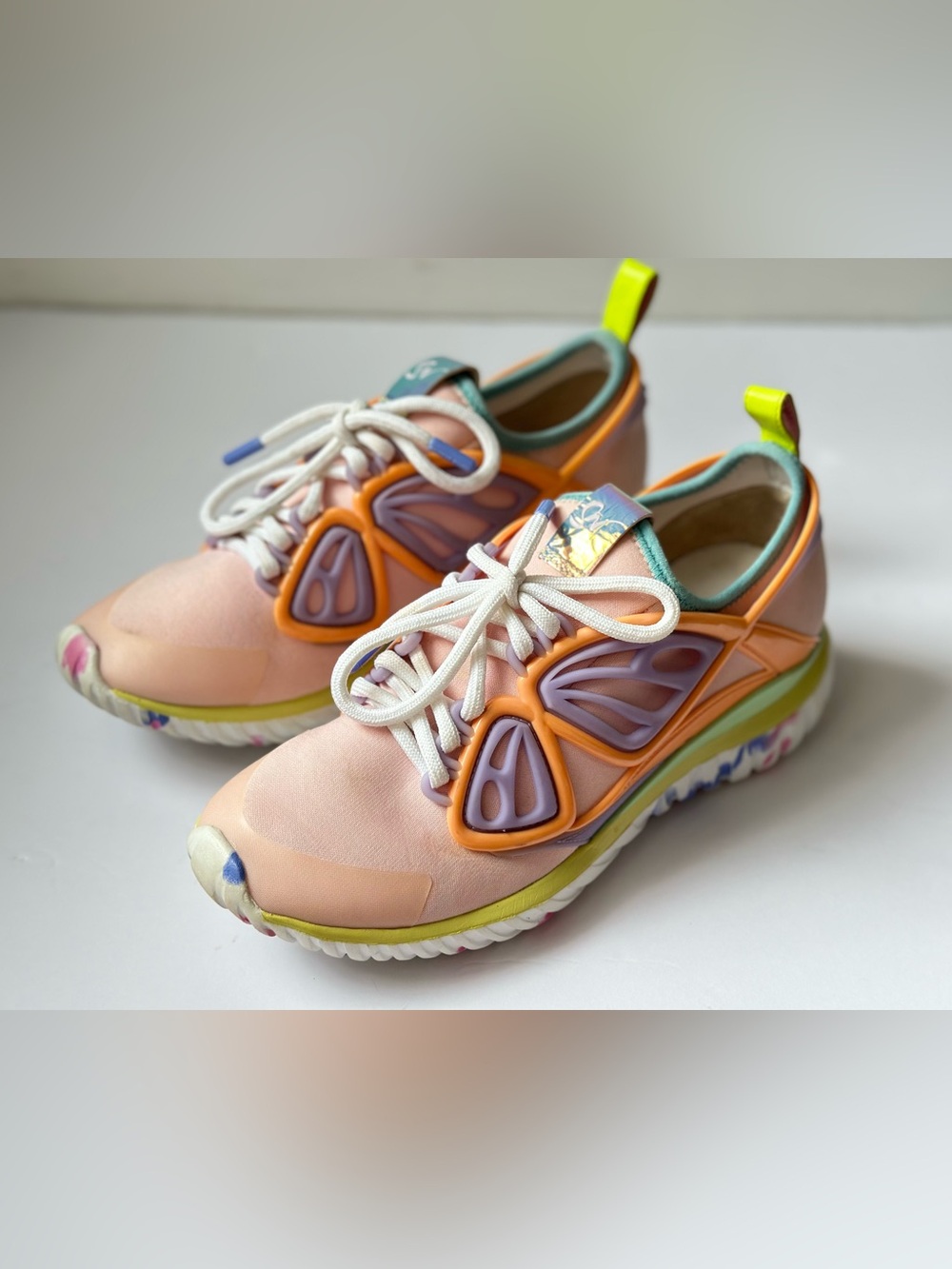Sophia Webster Fly-By Candyfloss Butterfly Sneakers Pastel Pink Orange Size 39